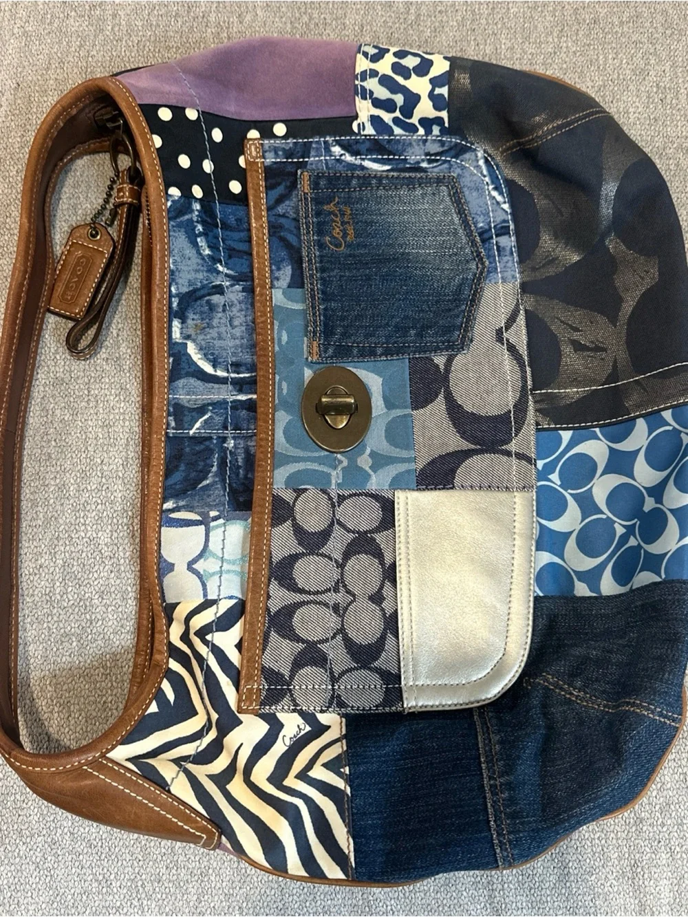 Coach Patchwork Shoulder Bag in Blue Multi